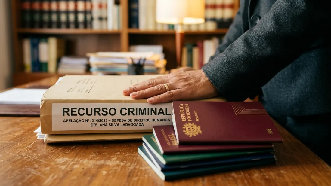 Processo de recurso criminal sobre a secretária